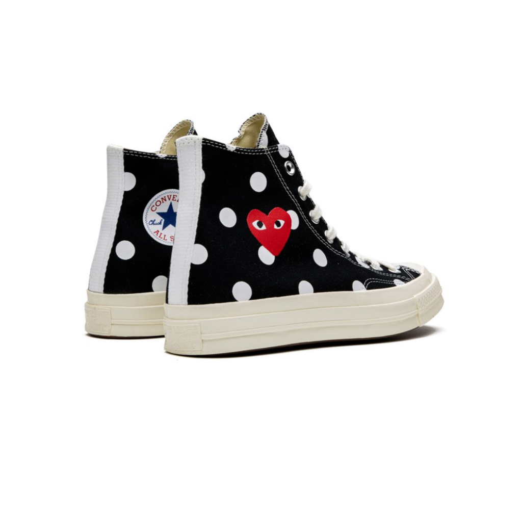 White polka dot comme des garcons converse sale