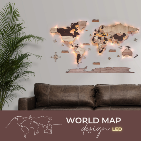 ▷ Mapamundi de Madera para la Pared con LEDs - ¡Hazlo tu Mismo!
