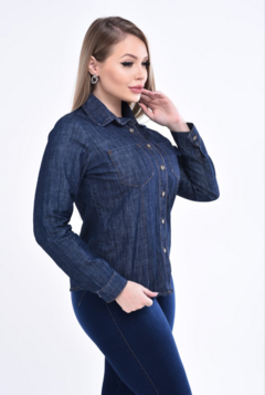 CAMISA JEANS - MANGA LONGA, LAVAGEM ESCURA - comprar online