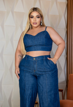 CONJUNTO - CALÇA PANTALONA E CROPPED JEANS PLUS SIZE