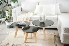 combo mesas nordicas renatas negras x 3+ alfombra - comprar online