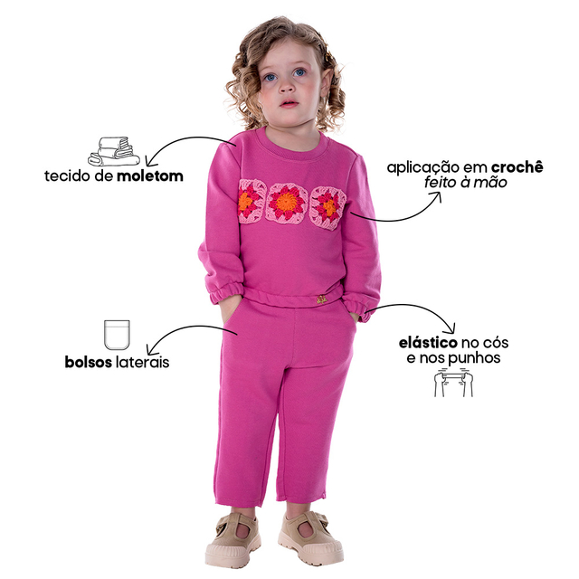 Conjunto Moletom Infantil Feminino Estonado - Bem Vestir