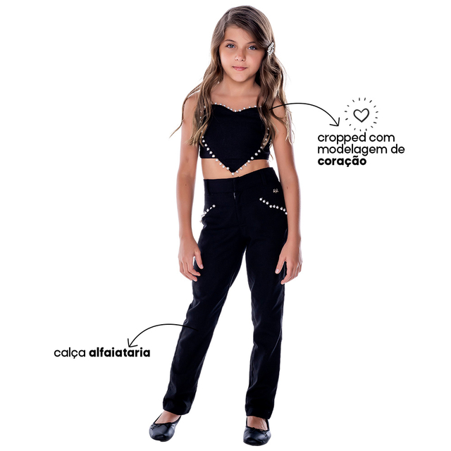 Conjunto Moletom Casaco Cropped E Calça Moda Meninas 8 anos