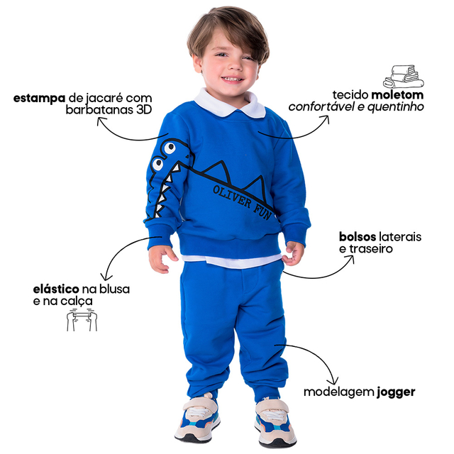 Conjunto Masculino Infantil Blusão Estampado e Calça Jogger