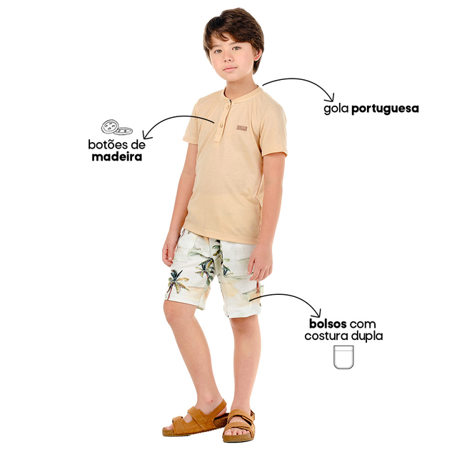 Conjunto Masculino Infantil Camiseta e Bermuda Estampada
