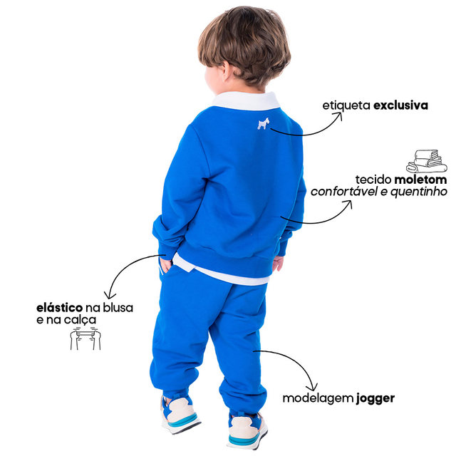 Conjunto Masculino Infantil Blusão Estampado e Calça Jogger