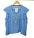 Blusa em crepe com babado na manga Azul - comprar online