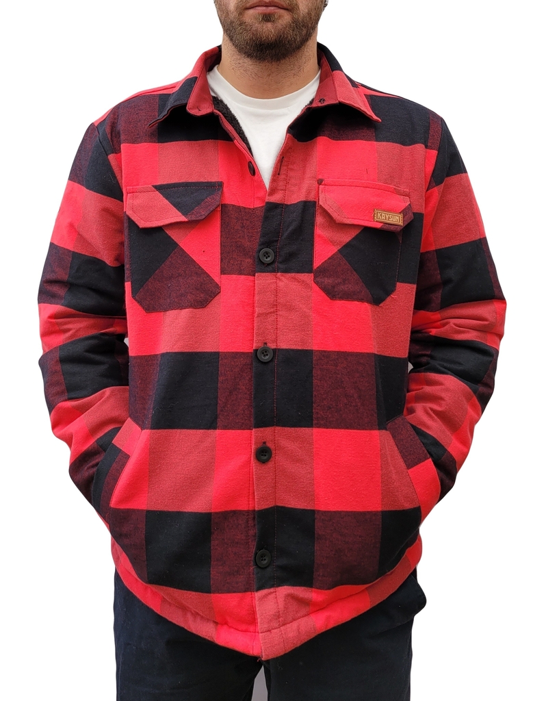 Camisaco con Corderito Hombre Rojo y Negro Kaysun