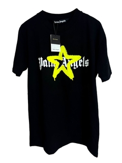 Playera Palm Angels Star Sprayed Negro-Amarillo