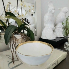 Bowl branco e dourado em porcelana 15cm diâmetro na internet