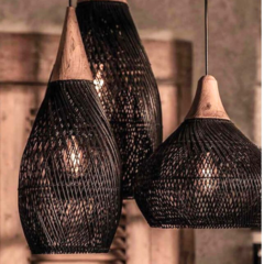 Luminária Pendente em Rattan Negro - comprar online