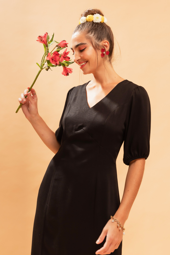 Vestido De Viscose Heavy Preto Comprar em Munny
