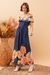Vestido Longo Flor De Outono Azul Marinho - comprar online
