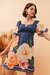 Vestido Flor De Outono Azul Marinho - comprar online