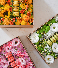 Imagem do Caixa de Flores com Macaron Framboesa