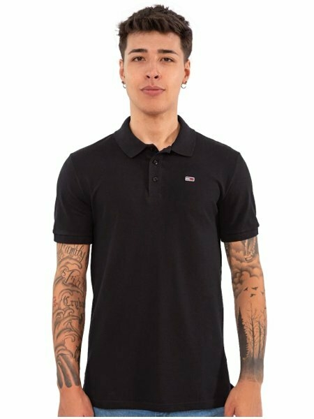 Camisa Gola Polo Tommy Jeans Preta