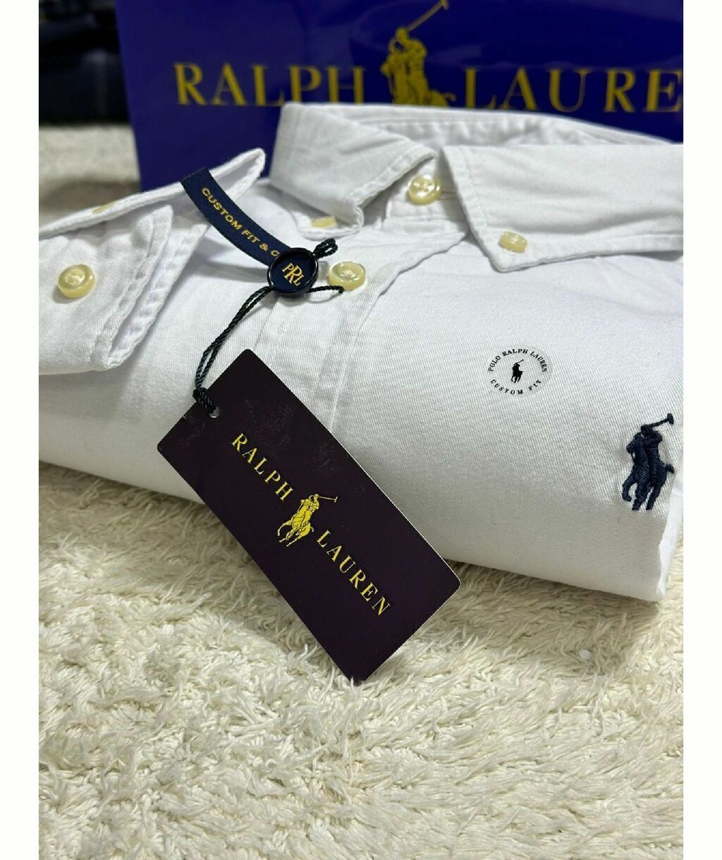 Camisa Ralph Lauren Oxford Branca Pony Marinho