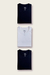 Três camisetas de manga curta uma branca e duas preta, sem estampas ou bolsos. A camiseta é produzida com algodão Pima, algodão Raro e nobre cultivado no Peru.
