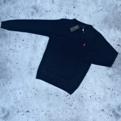 Sweater Polo Escote en V Negro