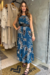 Vestido Longuete Decote Quadrado com Alças Reguláveis - comprar online