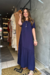 Vestido Longuete com Decote Redondo Mangas Curtas e Babado na Barra - loja online