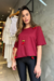 Blusa Feminina Tshirt com Aplicação de Cerejas - Maria Valente