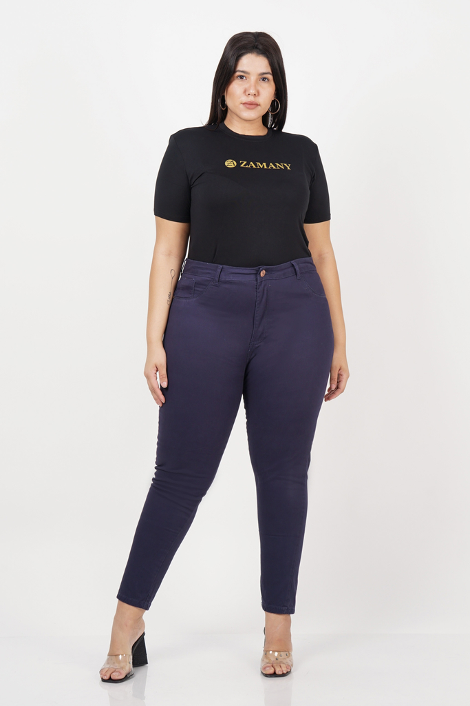 CALÇA SARJA FEMININA PLUS SIZE AZUL MARINHO - 862201