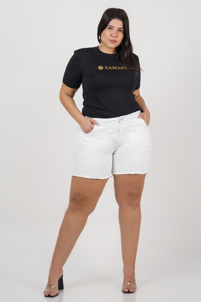 Short jeans cheap branco plus size