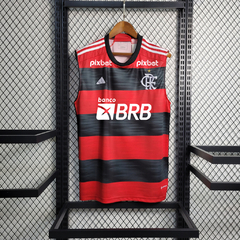 Camisa Flamengo Regata Patrocínios 23/24 Torcedor Adidas Masculina - Vermelho e Preto na internet