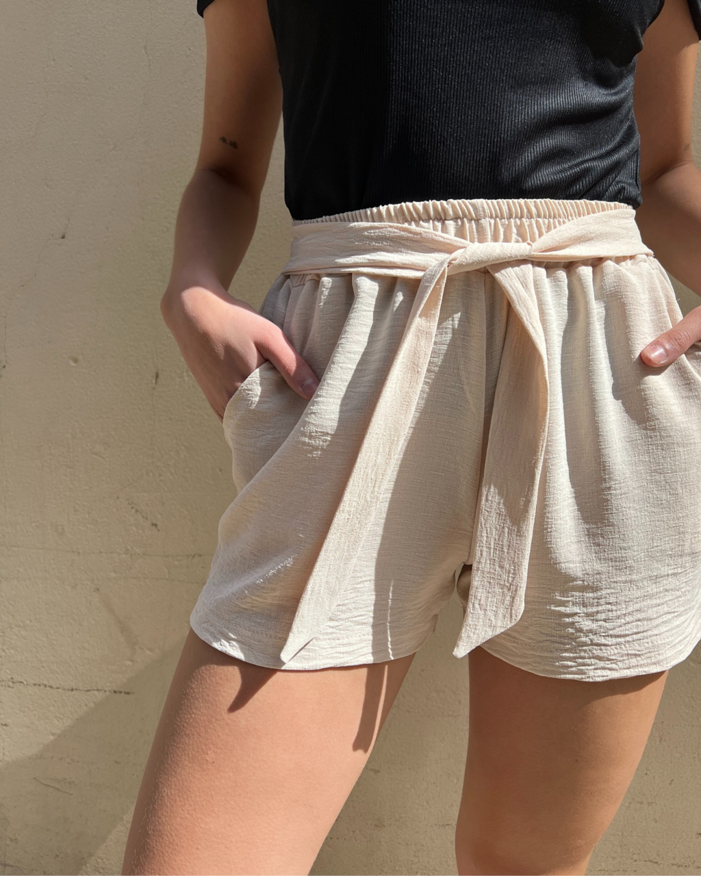 Short de lino con lazo hotsell