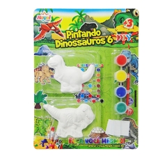 DINOSSAURO DE PLASTICO COM 4 TINTAS MAIS PINCEL - ROYAL TOYS (AC) - 000002