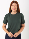 Blusa Cropped Verde Musgo Malha Suede 2890392