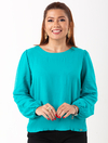 Blusa Mg Longa Verde Petroleo Viscolinho 2910008