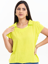 Blusa Mg Curta Verde Lima Viscolinho 2910024