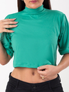 Blusa Cropped Verde Claro Malha Suede 3290010