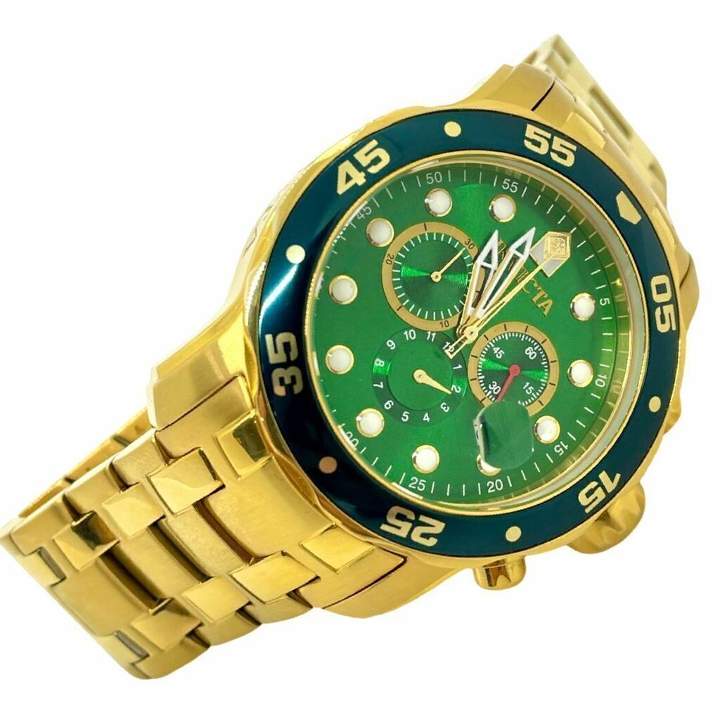 REL GIO INVICTA PRO DIVER BANHADO A OURO 18K FUNDO VERDE