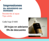 SERVICIO DE IMPRESIÓN | EN PAPEL ADHESIVO ORO A4