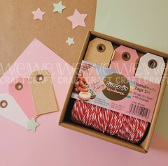 Set tag con hilo rojo y blanco | 30 pcs