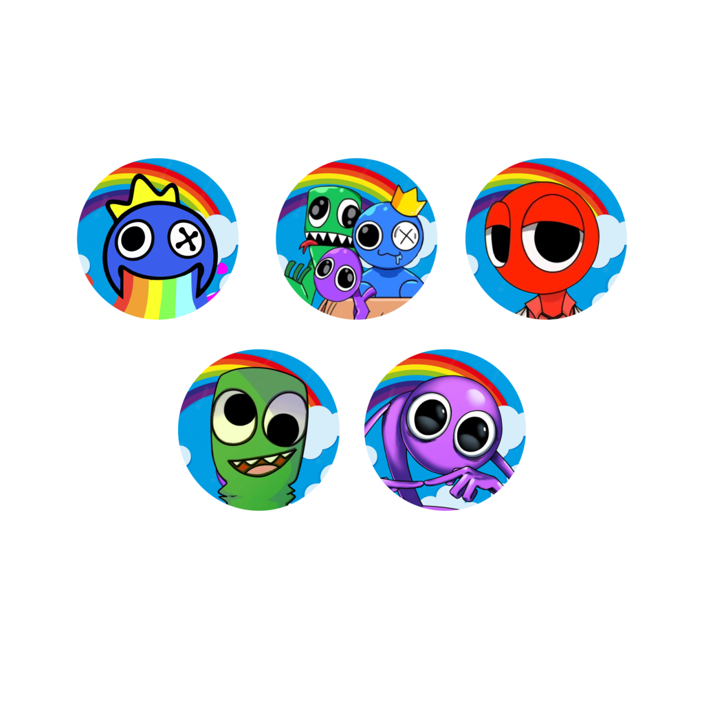 Aplique Redondo 5x5 Rainbow Friends - Pct 30 Unid