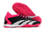 Tênis Futsal Adidas Predator Accuracy.1 IC Preto, Rosa e Branco sendo exposto em modelo 3D.