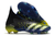 Chuteira Adidas Predator Freak FG na cor Preto com partes em Amarelo, Azul e detalhes em Branco