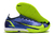 Chuteira Nike Mercurial Vapor 14 Elite IC na cor Azul marinho e solado em Verde claro tendo também detalhes em Verde claro nas laterais