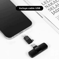 Microfono Corbatero Inalambrico Compatible iPhone Y C Negro - comprar online