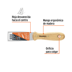 Espatula Flexible 25 Mm 1 Pulgadas Mango Madera Truper 14447 - comprar online