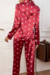 Pijama Feminino de corações conjunto calça e blusa de manga longa na internet