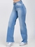 Calça Jeans Feminina Wide Leg Cintura Alta Azul Claro - loja online