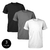 Kit Essencial com 3 Camisetas Masculinas Branca, Preta e Cinza