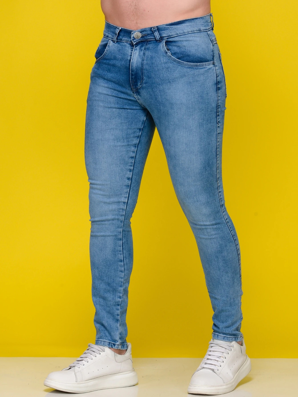 Calça Jeans Masculina Super Skinny Marmorizada Fashion Moda Lavagem Clara