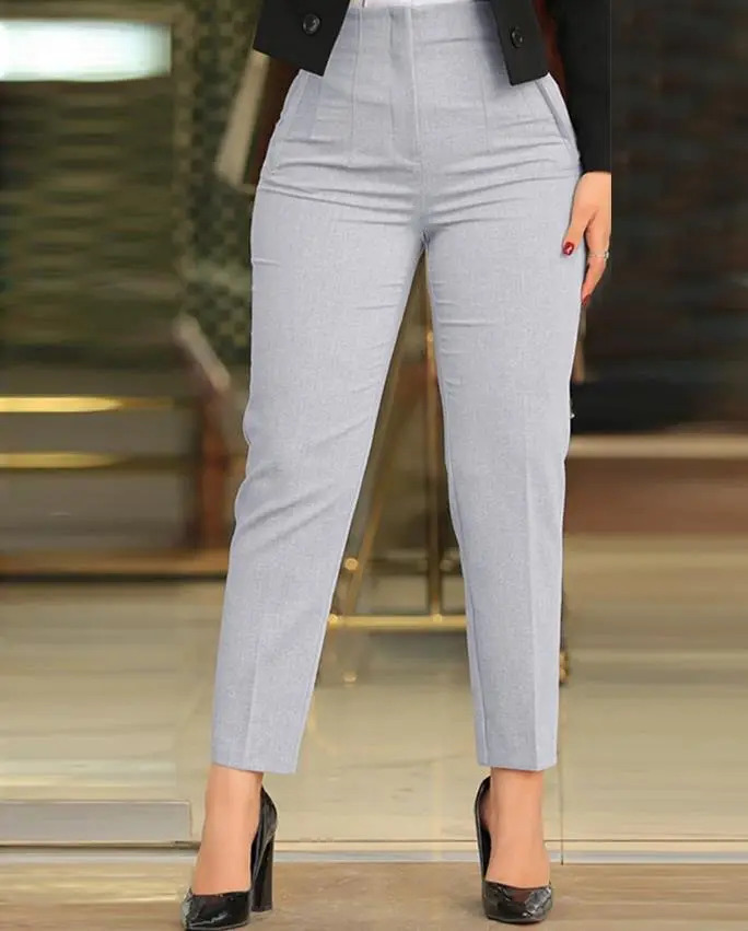 Calça cinza sales feminina social
