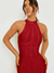 Vestido Modelador Bodycon Vintage Vermelho Vinho para Mulheres na internet